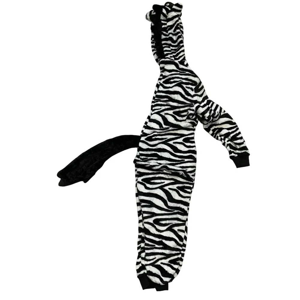 Zebra‎ Animal 1 Piece Plush Fleece Hooded Kigurumi Pajamas Costume Kids 7/8 NWOT